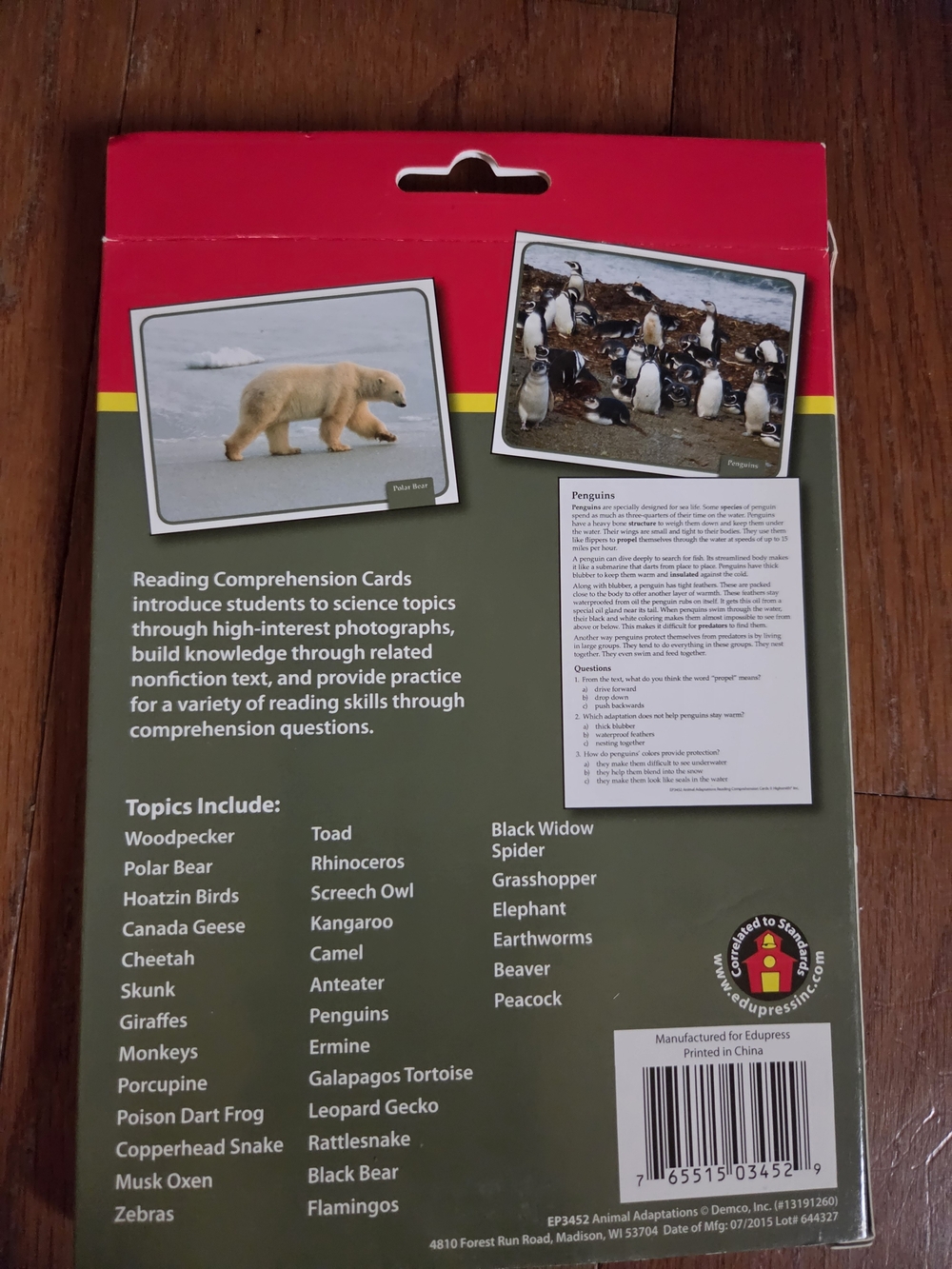 Animal Adaptations Reading Comprehension Cards - Excellent Condition - Picture 3 of 3